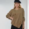2024 Plus Size T-shirt Pullover Autumn Women Pattern Asymmetrical Solid Full Sleeve Knitting Loose