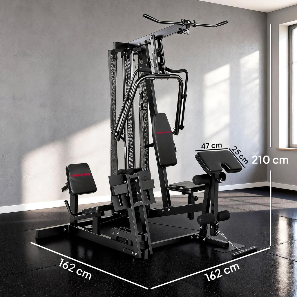 Power Rack Fitness Station with Lat Pulldown Butterfly Bar 65kg Weights Cable up to 120kg