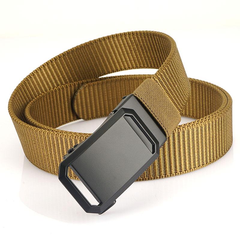 Новый мужской ремень для поездок на работу с автоматической пряжкой из нейлона, универсальный двухслойный толстый ремень для отдыха на природе