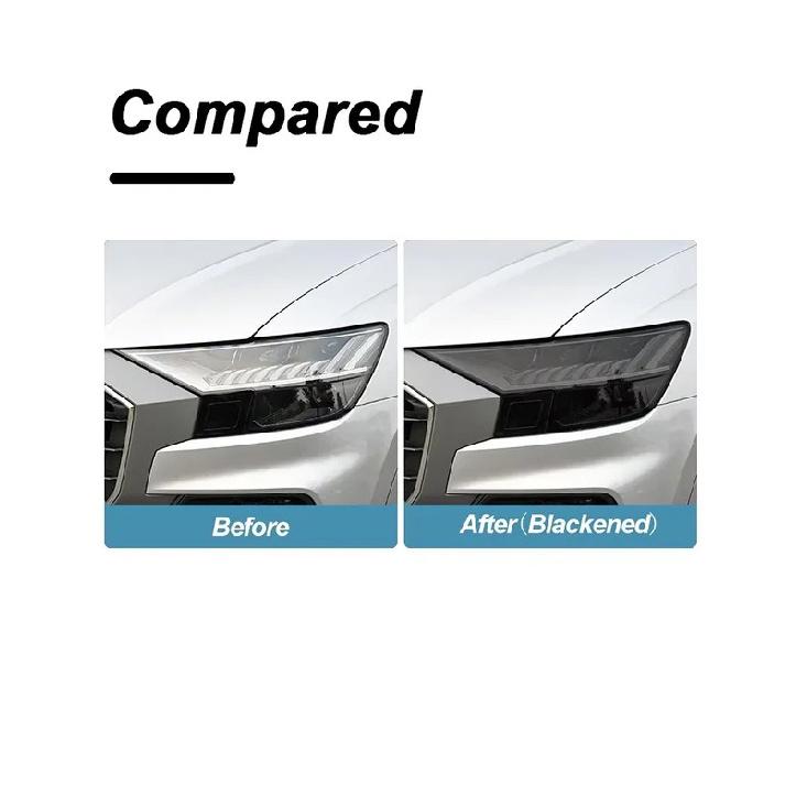 2 Pcs Car Headlight Protective Film Headlamp Restoration Transparent Black TPU Sticker For Kia Stinger - Accessories