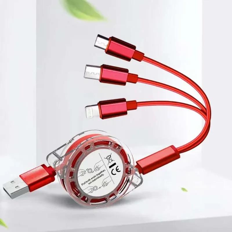CRB1 Car 3 In 1 Fast Charging Cable Type C Micro USB Charger Wire For Mercedes Benz AMG GLC GLE GLB GLS W204 W205 W203 W211 W212 W213