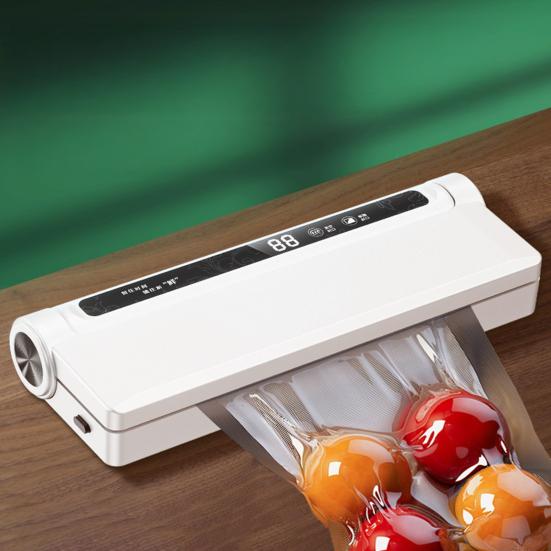 Пищевой вакуумный упаковщик с вакуумными пакетами, цифровой дисплей, сила всасывания 60 кПа, простой в использовании, сухой и влажный, вакуумный упаковщик двойного назначения