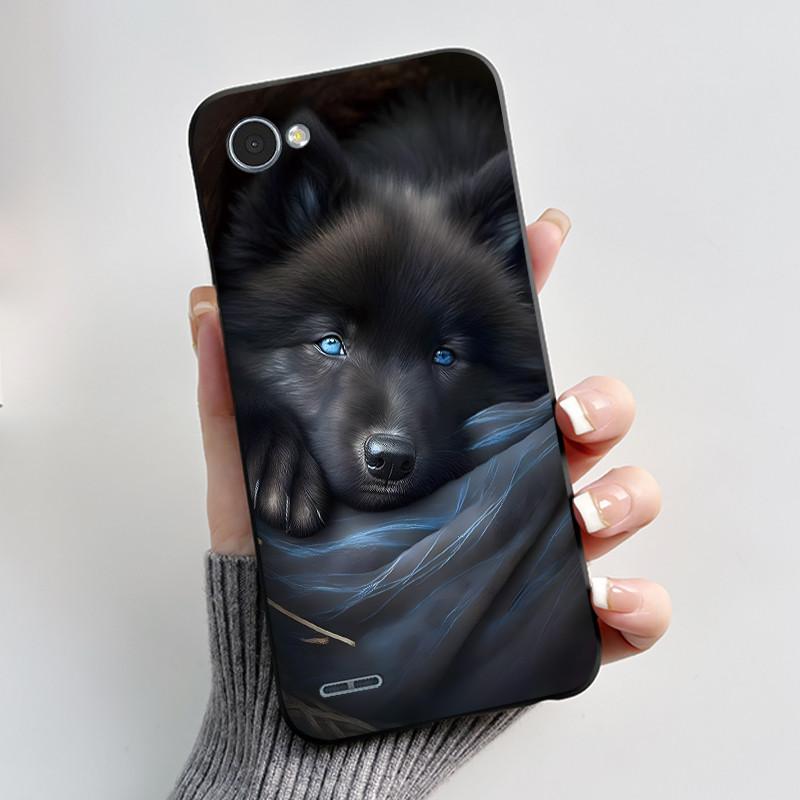 For LG Q6 Q6 Plus Q6a Case Luxury Cute Love Rabbit Funny Soft Silicone Black TPU Protective Cover LG q6 X600L X600K Phone Casing