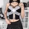 Готическая фея гранж кружева ажурные топы эстетичные сексуальные черные бретельки спагетти укороченные топы с открытой спиной Y2K уличная одежда панк топы