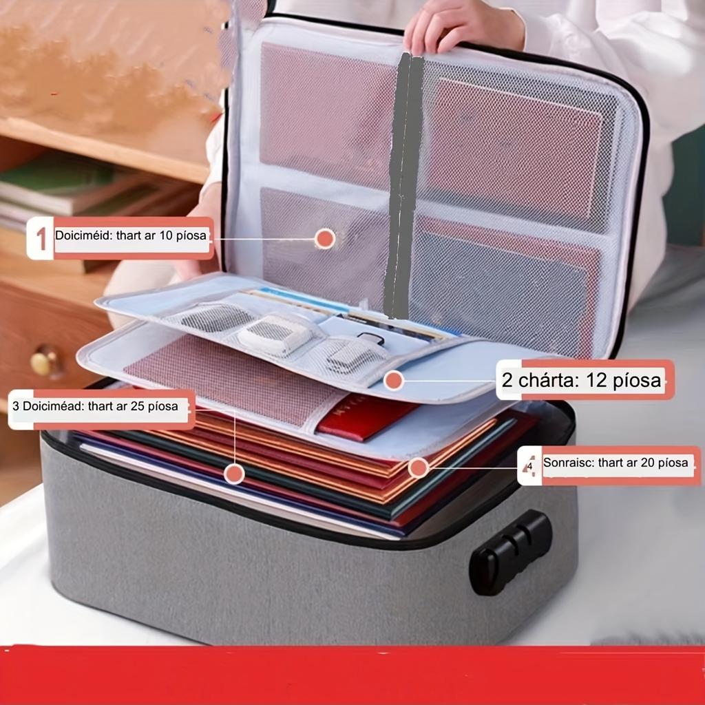 1 шт. 3-слойная сумка-органайзер для документов большой емкости с паролем, водонепроницаемая, подходит для дома, семьи, многофункциональная коробка для сертификата