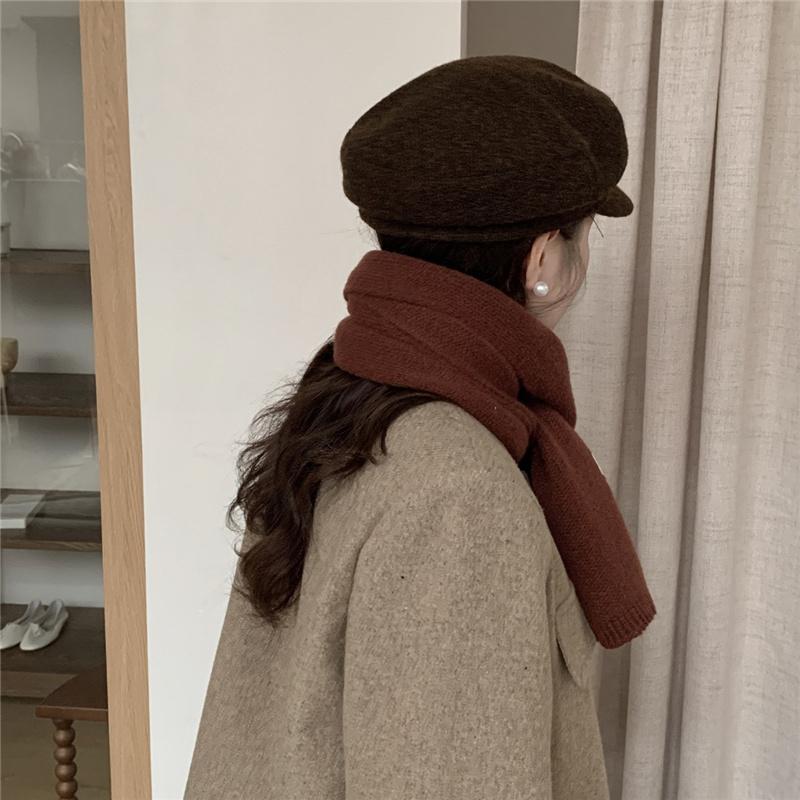 Hick Knitted Snood for Women 160x20cm Warm Winter Neck Warmer Solid Color Cashmere-like Fleece Scarf