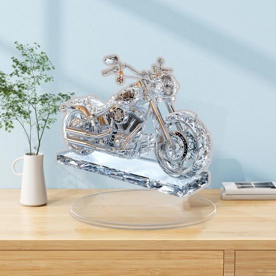 Акриловое украшение в виде искусственного кристалла для мотоцикла, 2D плоская прозрачная табличка для мотоцикла с подставкой, украшение для дома, офиса, рабочего стола, книжной полки