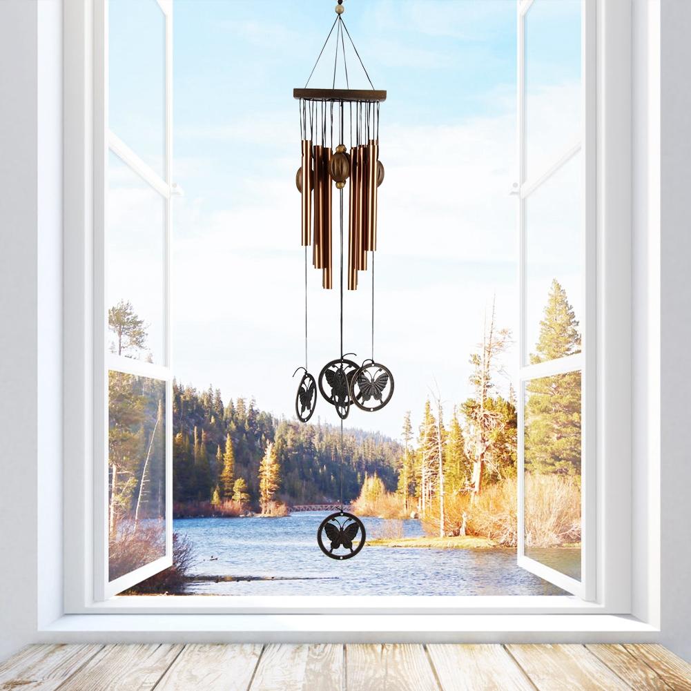 Outdoor Garden Yard Copper Alloy Wind Chime Multi Tube Windbell Hanging Decoration(Butterfly )