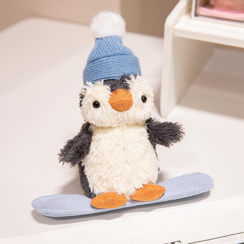 Penguin Scarf Hat Plush Toy Cartoon Stuffed Doll Animal Bedroom Decoration Gift