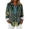 Женская рубашка-блузка с принтом и пуговицами, длинный рукав, повседневный базовый рубашечный воротник, обычный топ