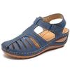 Retro Women's Sandals Car Line Hole Shoes Large Size Round Toe Wedges Comfortable Sandals Women