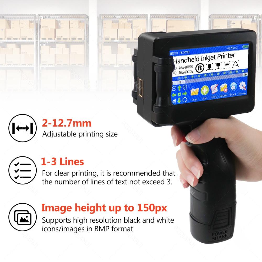 2-12.7мм Регулируемый Размер Печати Ручной Струйный Принтер 4.3-дюймовый Резистивный Сенсорный Цветной Экран Цифровая Автоматическая Кодировочная Машина