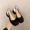 Summer 2025 New Sweet Little Round Head Thick Heel Bow Bag Head Sandals Femininity Rear Strap Women's Shoes
