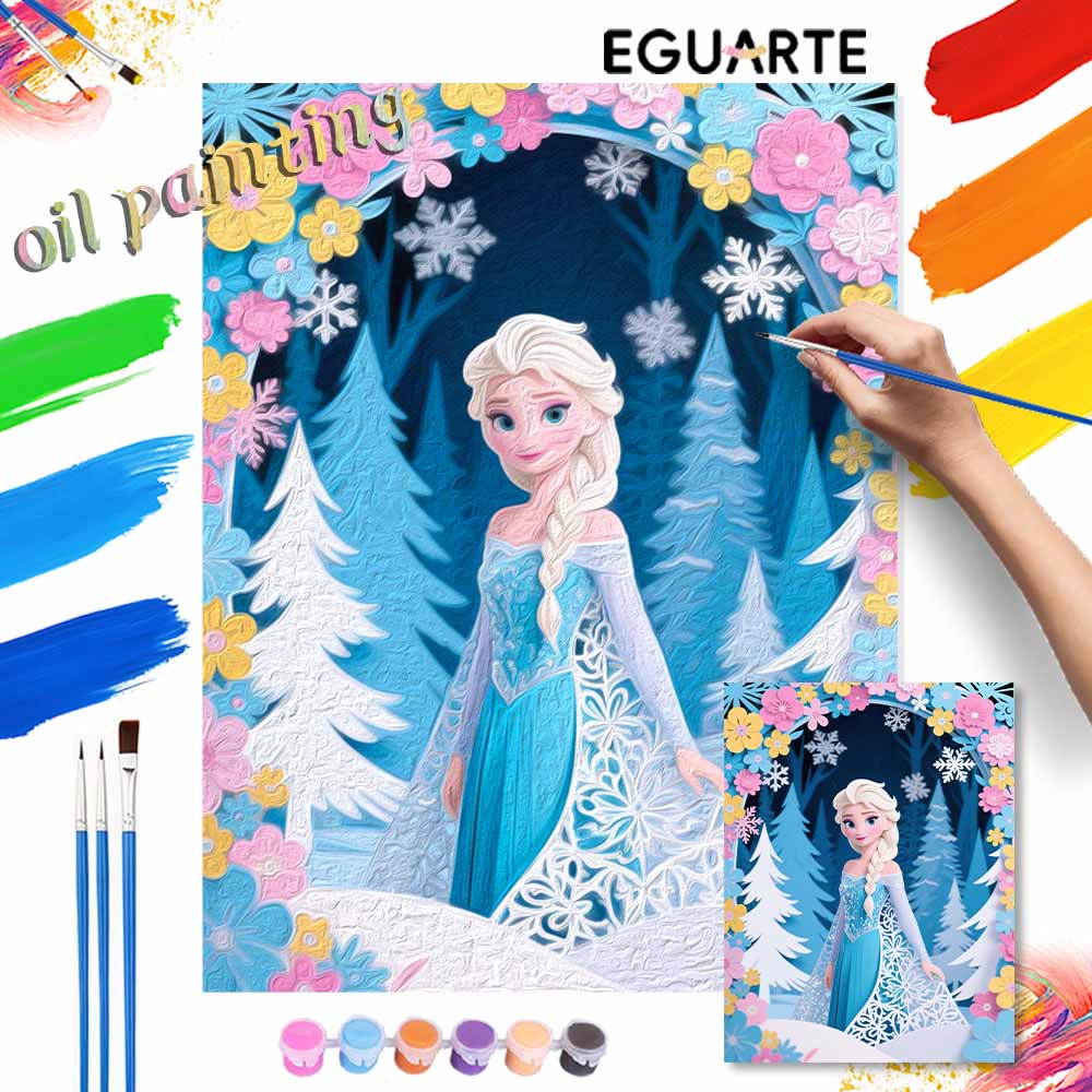 Disney ice queen oil painting hand painting art kit coloring painting handmade diy home decoration gift
