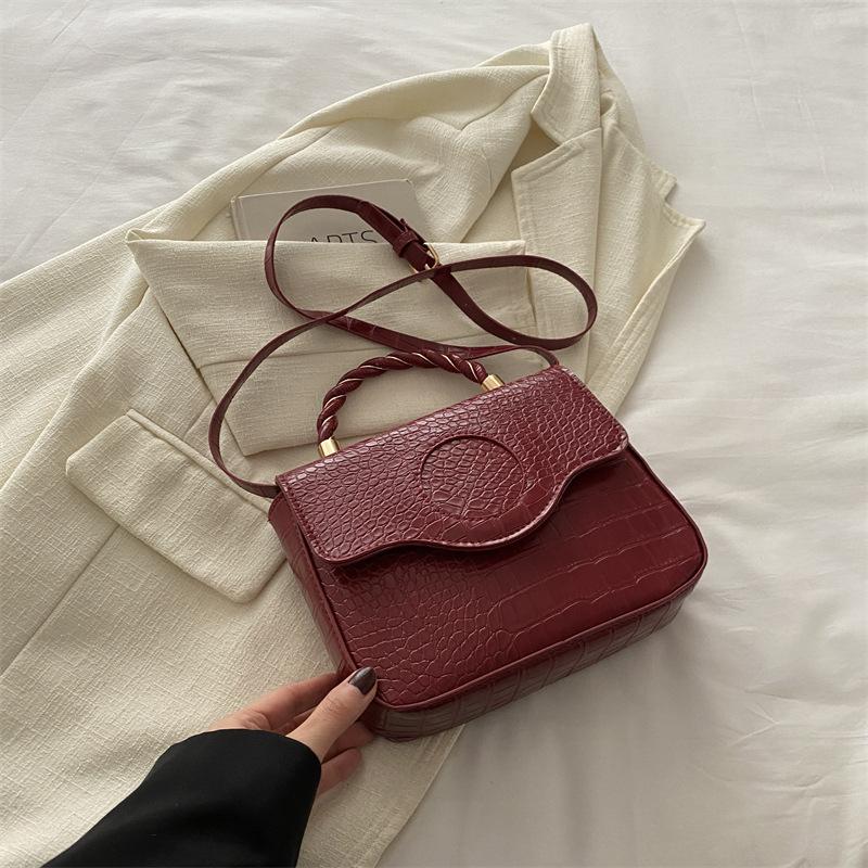 Fashionable Solid Color Bag for Women's New Winter Diamond Candy Color Hand-held One-shoulder Crossbody Bag Simple Small Square Bag