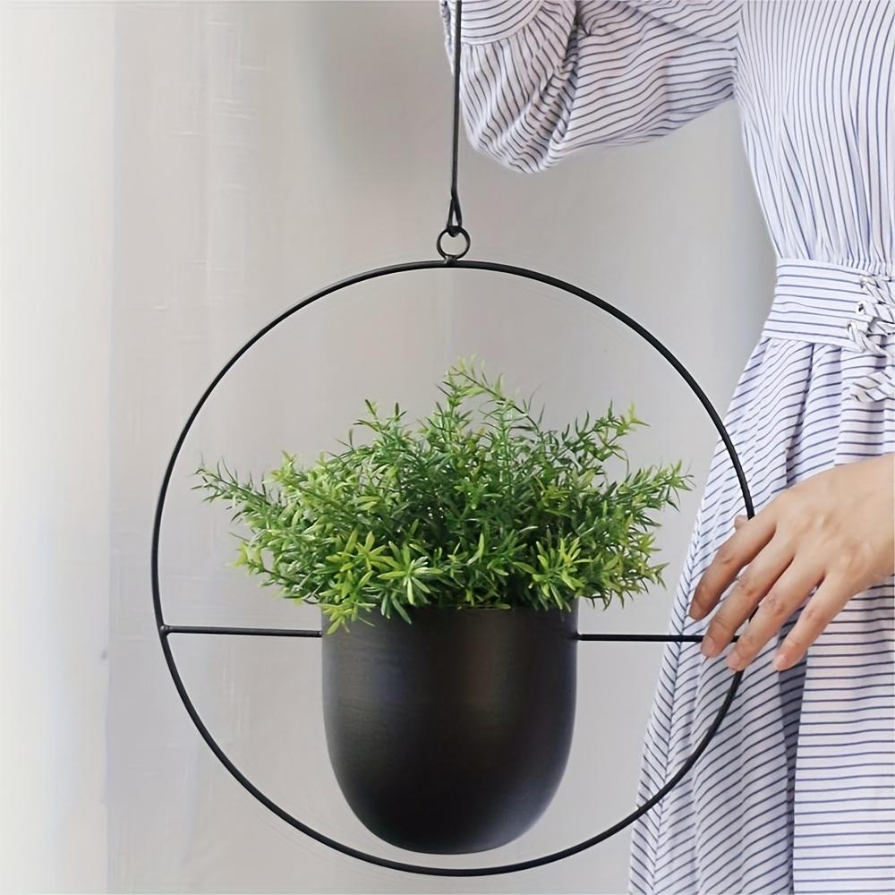 1 Pc Modern Metal Hanging Planter - Sleek Wall and Ceiling Decor with Hooks for Indoor and Outdoor Plants, Minimalist Flower Pot