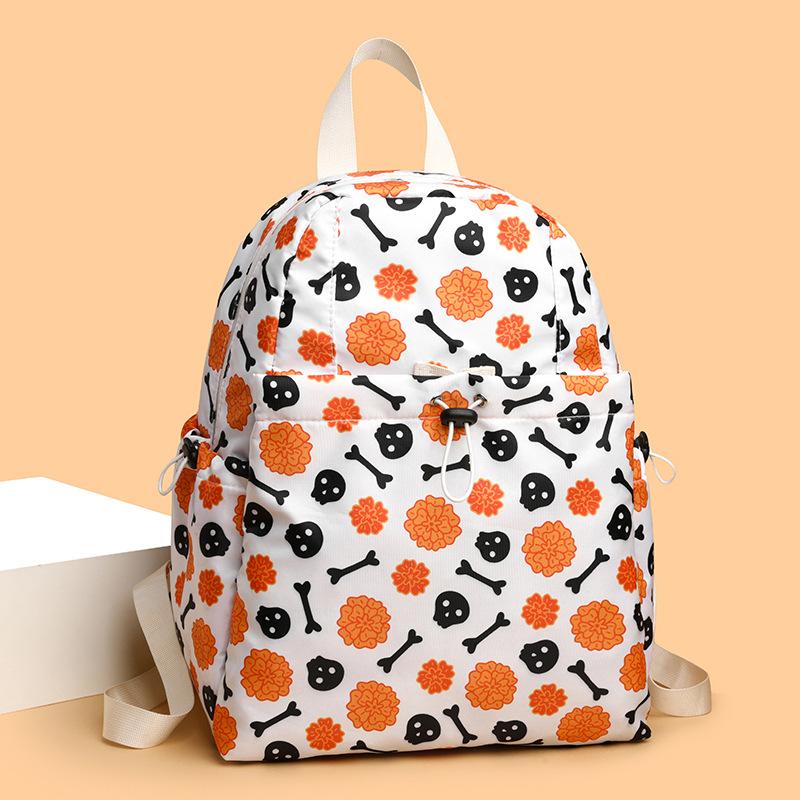 Halloween Backpack New Skull Print Women Backpack Fashion Large-capacity Lightweight Travel Commuter Backpack