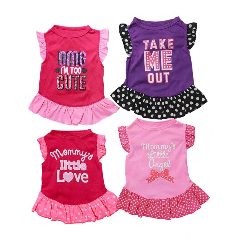 4 pieces of dog pet clothes, summer cotton flying sleeve skirt combination, specially for cats and dogs, small dogs