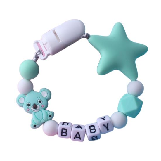 Силиконовый браслет-прорезыватель со звездой коалы, браслет-пустышка для прорезывания зубов, зажим для соски-цепочки