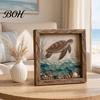 Exquisite Design Ornament Sea Glass Art Painting with LED Light, DIY Mosaic Arts and Craft Kit, Picture Frame Lamp Ocean Themed Beach Kit for