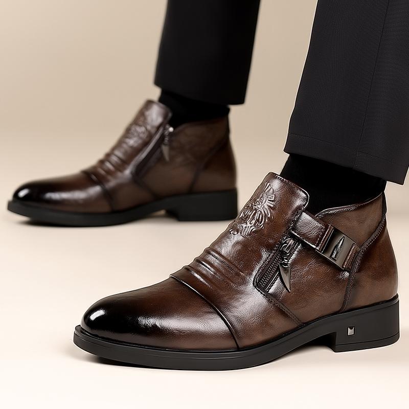 Модная мужская ретро обувь на молнии с головой льва, офисные бизнес лоферы, легкие повседневные ботильоны для мужчин, слипоны, роскошные Mo-32241