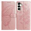 For Samsung Galaxy S25+ Case Butterfly Imprinted Wallet Stand PU Leather Flip Phone Cover with Strap