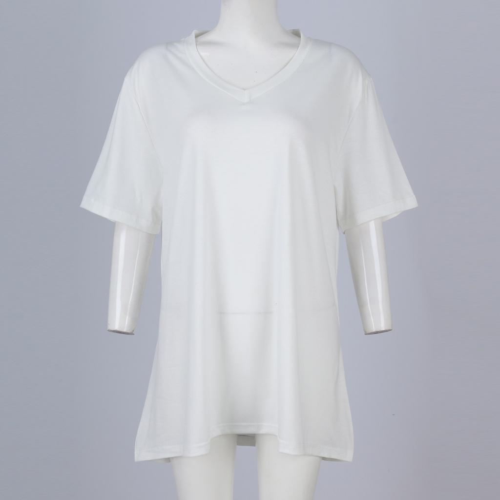 Женская мода повседневная футболка с коротким рукавом и V-образным вырезом большого размера с принтом