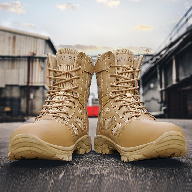 TUINANLE Мужские ботинки, осенние водонепроницаемые ботинки из нубука, безопасная рабочая обувь для пустыни, армейские высокие ботильоны