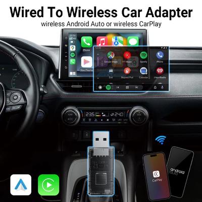 Мини беспроводной адаптер CarPlay и беспроводной адаптер Android Auto 2-в-1, Бесшовное подключение, Подключи и работай