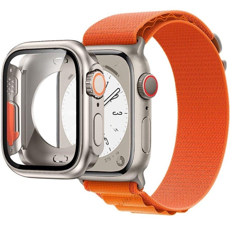 2-in-1 Nylon Strap + Case Set for Apple Watch 4/5/6/SE 44mm, Orange
