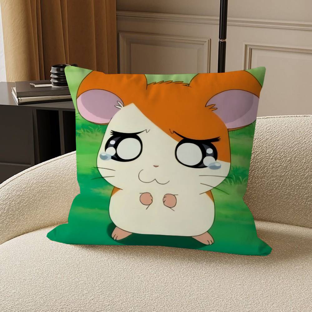 H-Hamtaro Cute Hamster Pillow Gift Home Office Decoration Bedroom Sofa Car Cushion Cover Case 45x45