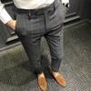 Men's Slim Korean Style Spring Plaid Trousers - Skinny Nine-Point British Style Trendy Suit Pants