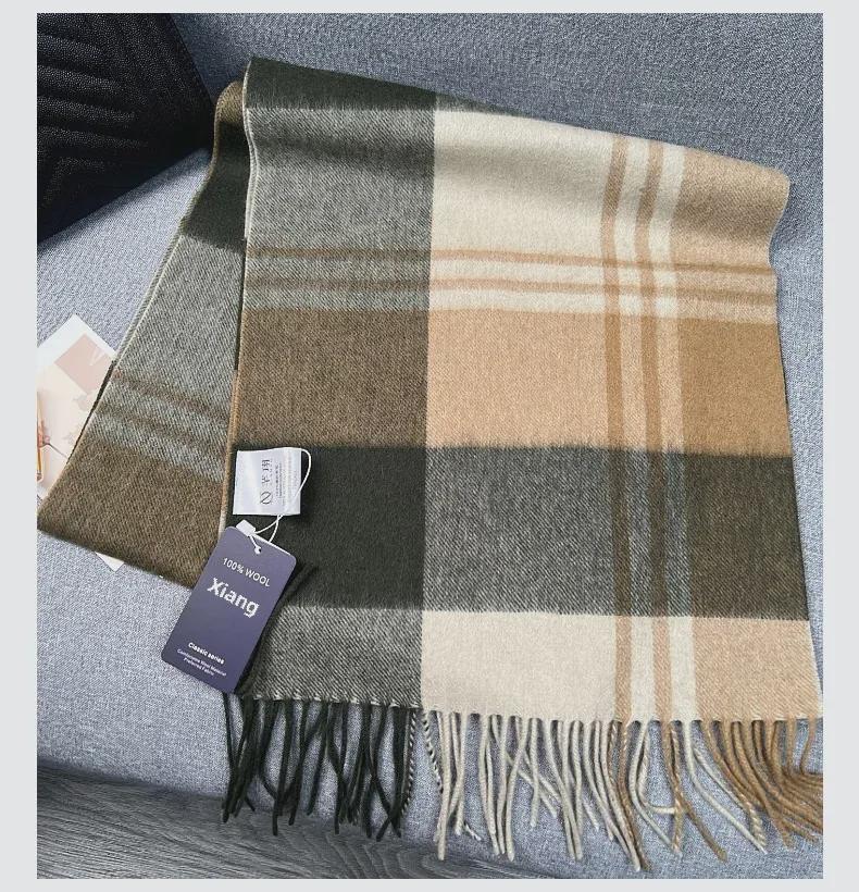 2024 Women's Winter British Style Scarf: 100% Pure Australian Wool, High-End & Warm