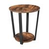 Side Table, Round Table with Steel Frame, for Living Room, Bedroom, Simple Assembly, Industrial, Rustic Brown and Black L