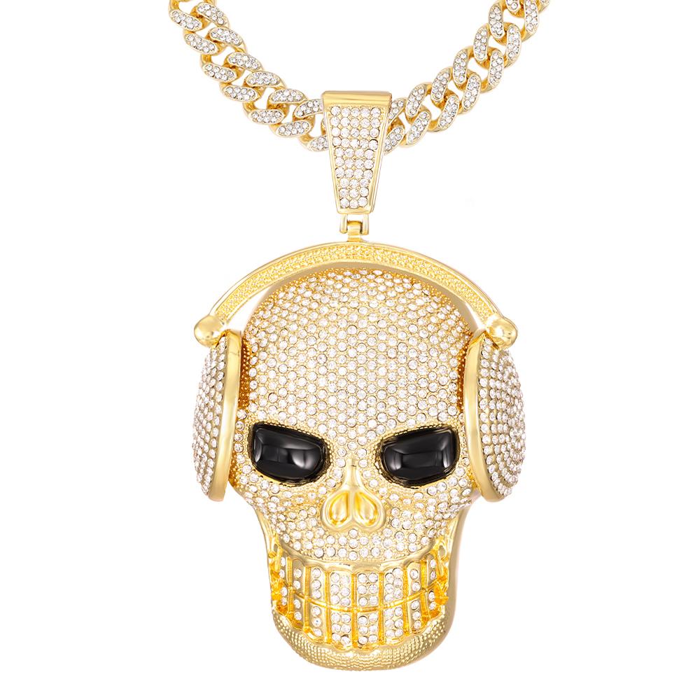 Винтажные хип-хоп панк Cz Ice Out череп ожерелья для женщин мужчин рок крутой властный кулон в виде скелета ожерелье ювелирные изделия в стиле бохо
