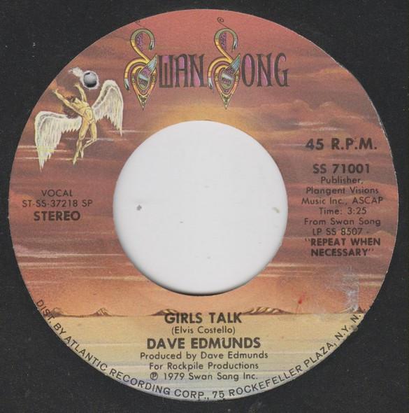 7-дюймовая пластинка DAVE EDMUNDS Girls Talk SS71001 SWAN SONG 1979 США Рок Б/у