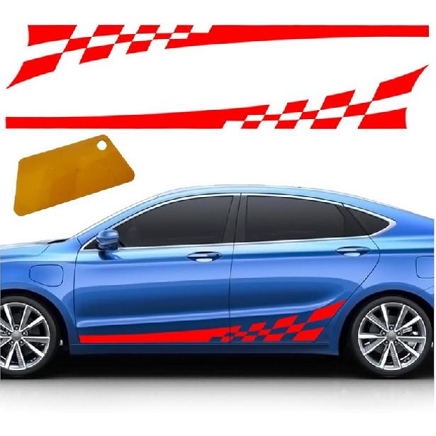 2PCS 78" Car Body Door Side Waistline Sticker Decals, Sports Racing Stripe Decals, Waterproof Vinyl Stripe Sticker Decoration For Car SUV Truck