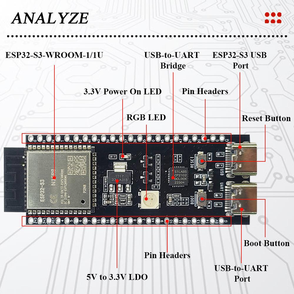 Отладочная плата ESP11-S1 с адаптером расширения, модуль Wi-Fi BT 1.1G, 8 МБ PSRAM, N16R8, 11-контактный, тип CP1111 Type-C, ESP11-S1-DevKitC-1