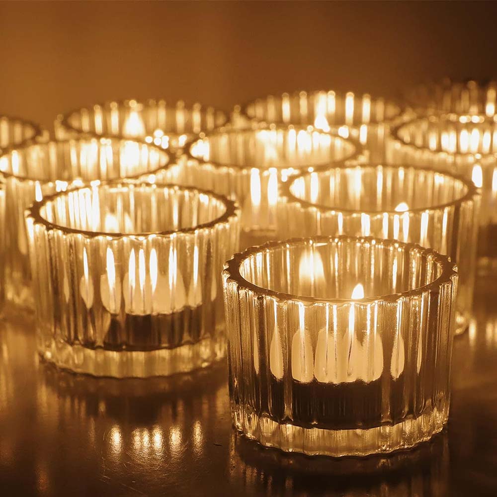 Tea Lights Candle Holders for Wedding Decoration, Clear Glass Small Votive Candle Holders Home Table Centerpieces Birthday Party