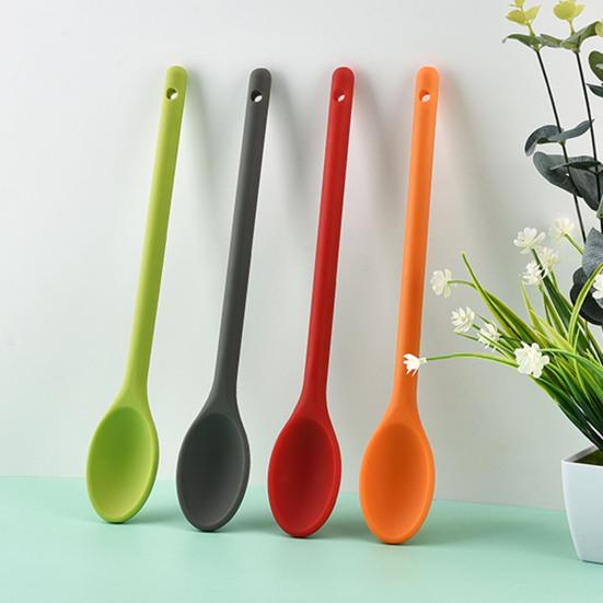 Long Handle Silicone Spoon, Heat Resistant Food Grade Stirring Spoon, Dishwasher Safe Non-stick Mixing Spoon Kitchen Utensils
