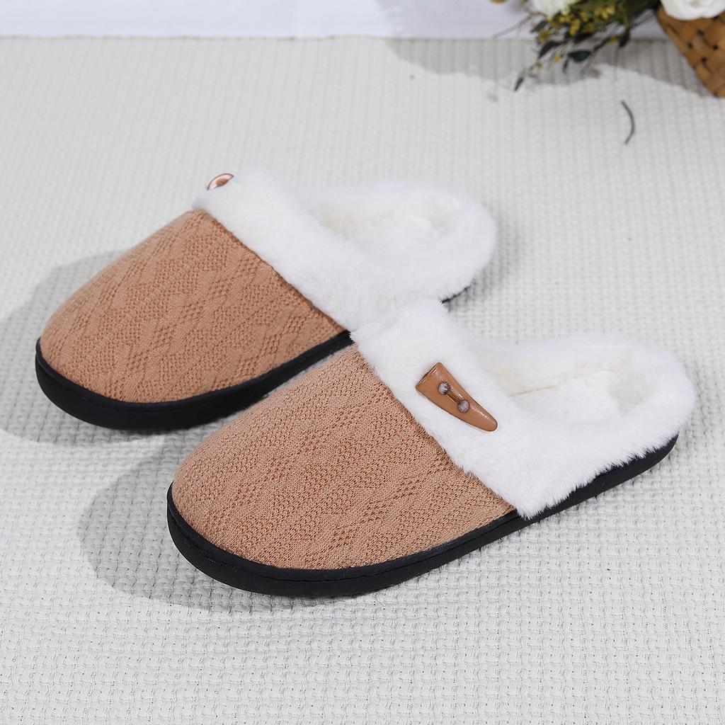 Fashion New Fashion Knnited Plush Slippers for Women Men Fluffy Winter Warm Slippers Lovers Non-slip House Cotton Shoes Couple Slippers