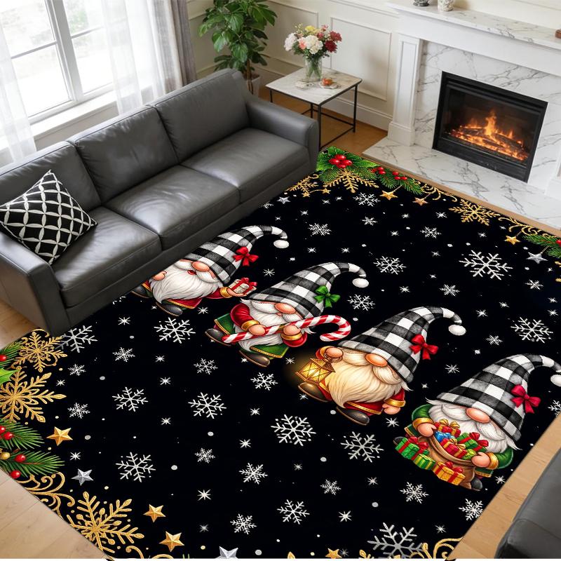 Christmas Printed Square Area Rug Soft Non Slip Floor Carpet For Bedroom Holiday Gift