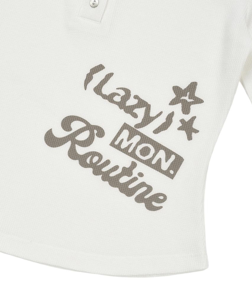 Waffle Henley с длинным рукавом и графическим принтом LMR, цвет слоновой кости