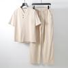 Men's Clothing Large Size Tracksuit Husband Summer Suit Linen T-shirt Fashion Male Set Chinese Style Plus Two Piece