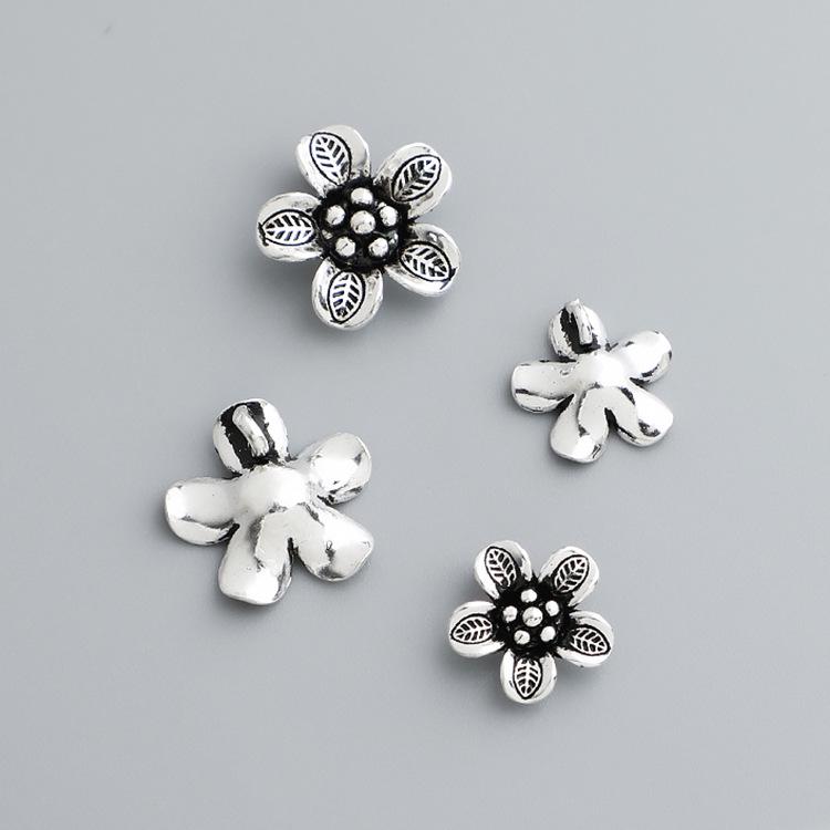 Браслет/Ожерелье из стерлингового серебра с подвеской в виде цветка, бусины для DIY - Винтажный тайский стиль