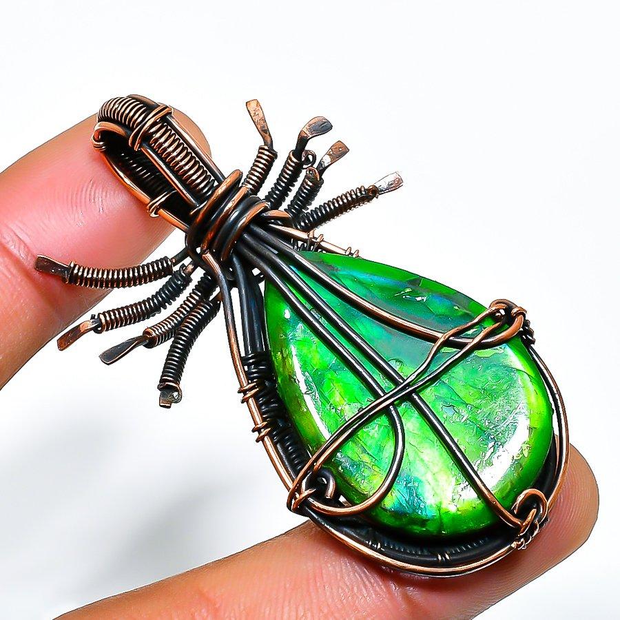 Ювелирный кулон ручной работы из медной проволоки с драгоценным камнем лабрадоритом 2,17 дюйма