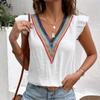 Summer V Neck Lace Butterfly Sleeve Women Blouse Elegant Casual Woman White Shirt Fashion Elegant Sleeveless Tops Blusas 25803