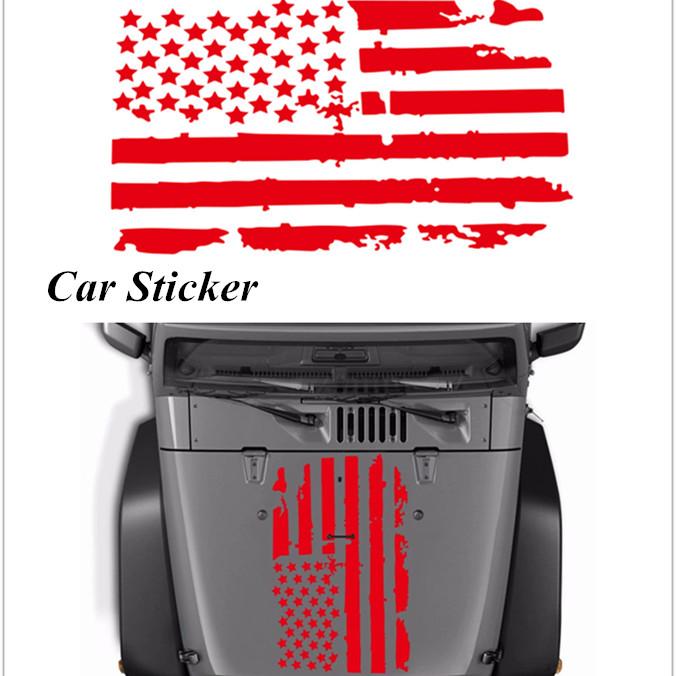 1 шт. Сделай сам Черный Декаль на капот автомобиля с флагом США Водонепроницаемая Наклейка для Jeep Wrangler