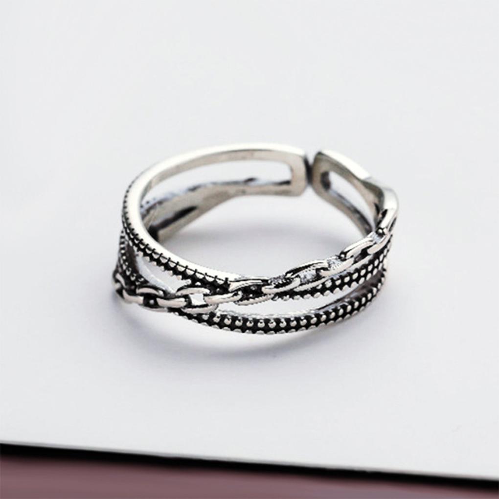 Men Ring Copper Opening Rings Hand Decor Retro Trendy Chain Lovers Jewelry for Party Decorations Jewelries Accessory