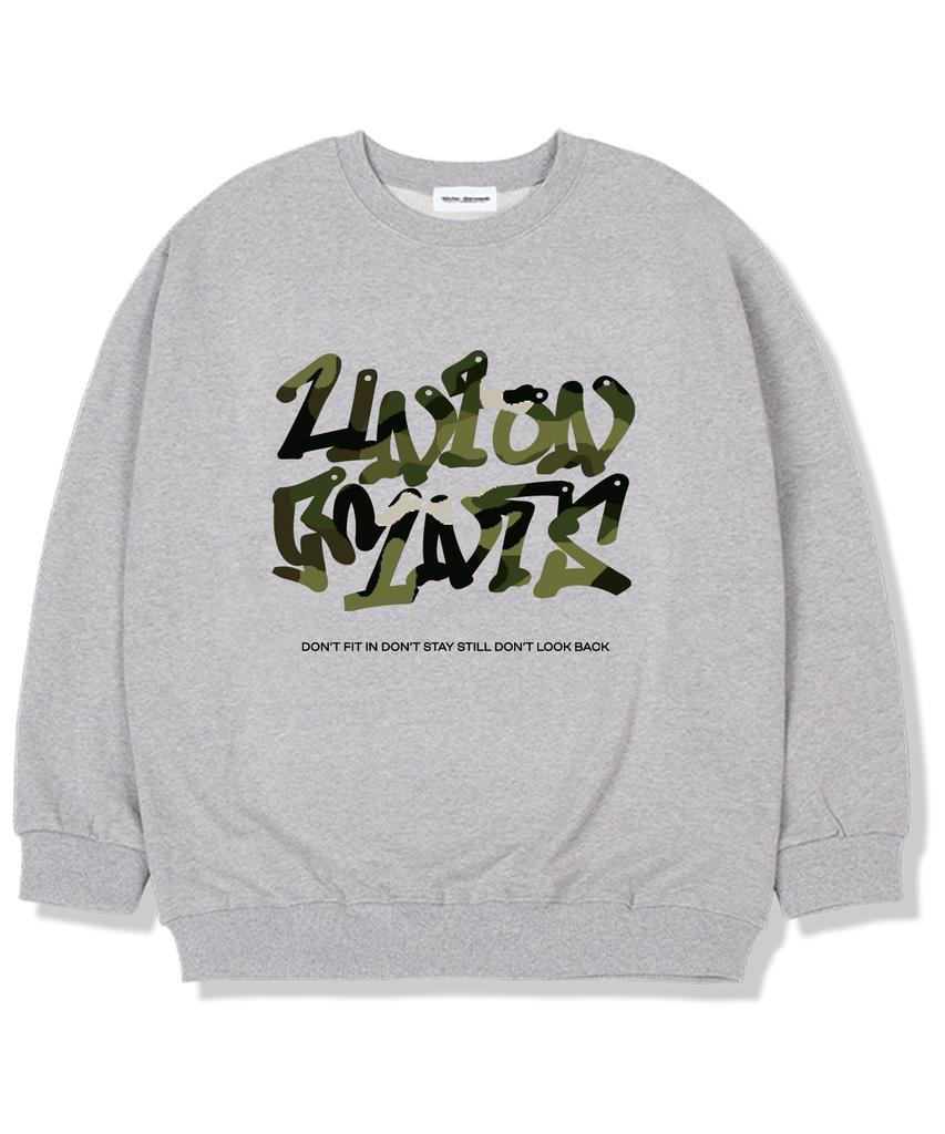 UNION GARMENTS Милимерия Логотип Флисовая Подкладка Свободный Крой Толстовка Серая